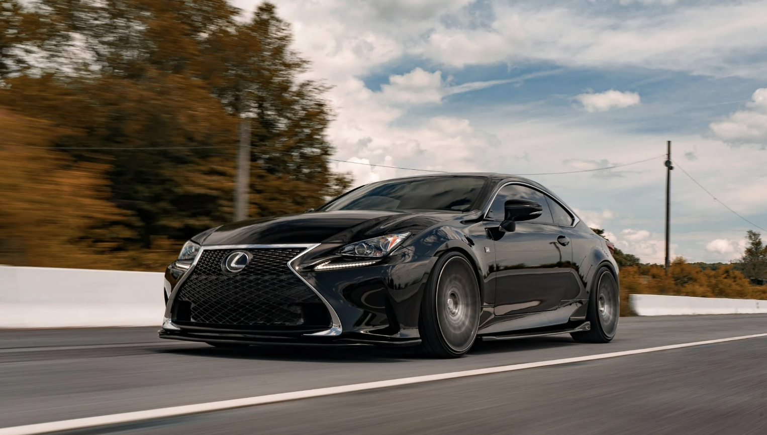 Black Lexus on the road