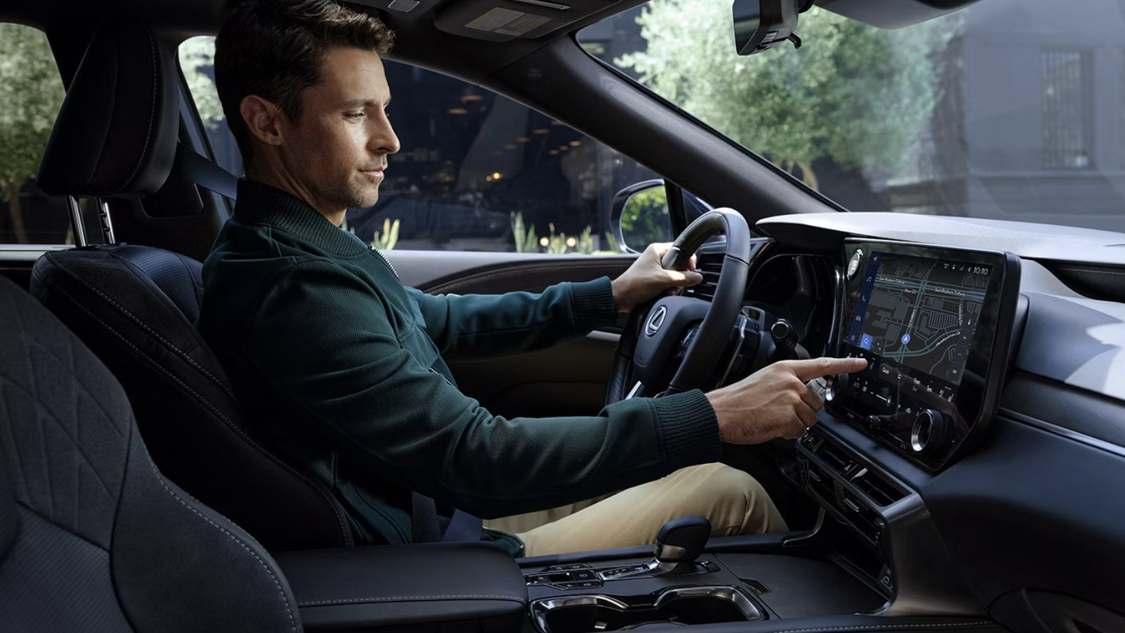 person in a lexus RX cabin