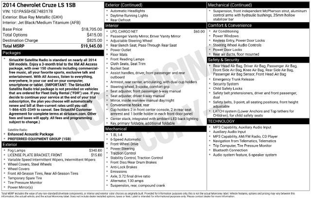 2014 Chevrolet Cruze LS
