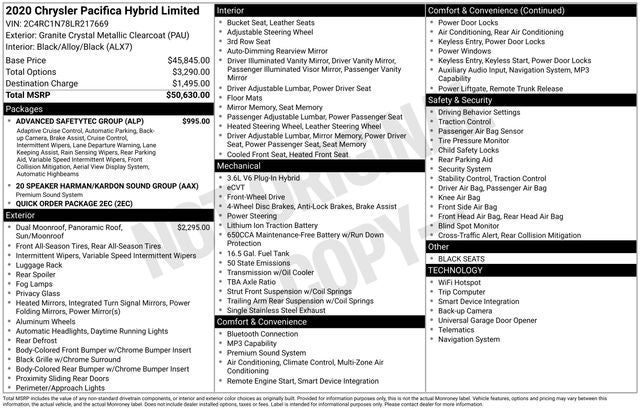 2020 Chrysler Pacifica Hybrid Limited