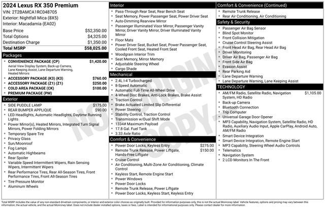 2024 Lexus RX RX 350