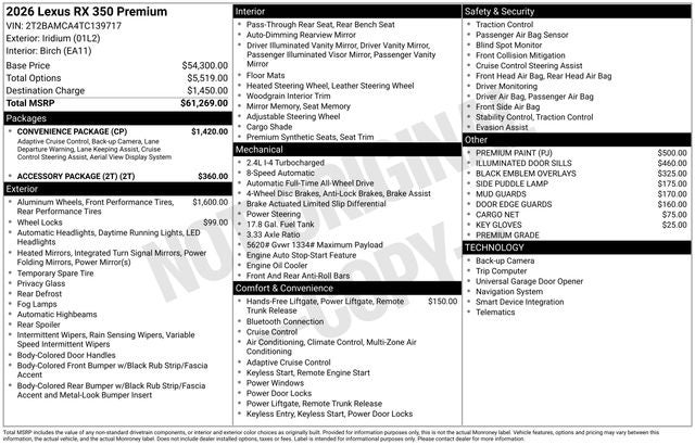 2026 Lexus RX PREMIUM