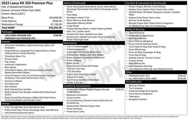 2023 Lexus RX 350 PREMIUM PLUS