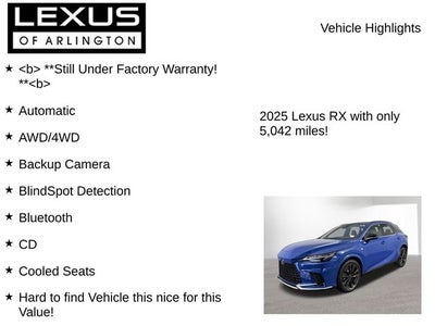 2025 Lexus RX 350 F SPORT HANDLING AWD