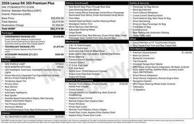 2026 Lexus RX RX 350 Premium+