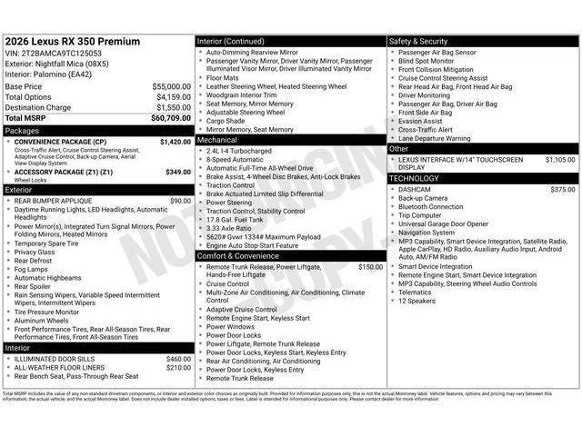 2026 Lexus RX RX 350 Premium