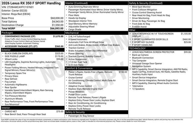 2026 Lexus RX RX 350 F SPORT Handling