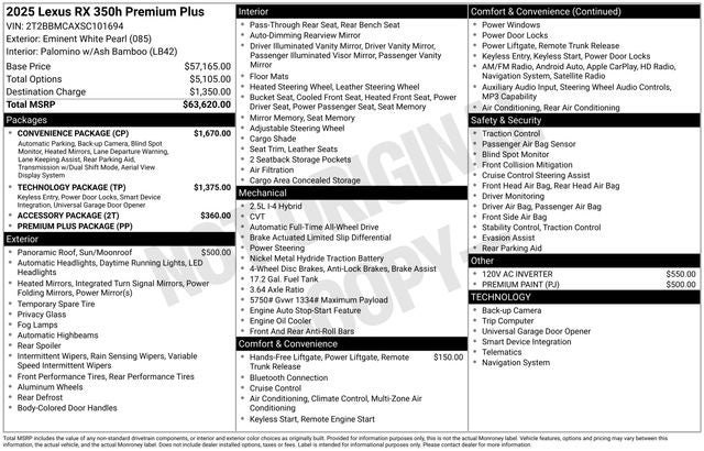 2025 Lexus RX 350h RX 350h Premium Plus
