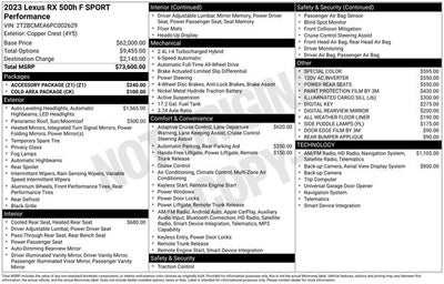 2023 Lexus RX 500h RX 500h F SPORT Performance