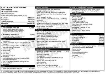 2025 Lexus RX 500h RX 500h F SPORT Performance