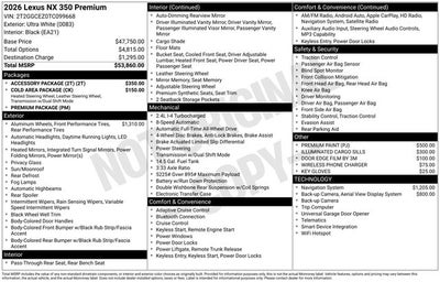 2026 Lexus NX 350 NX 350 Premium