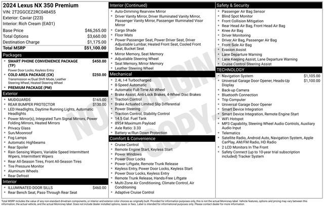 2024 Lexus NX 350 NX 350 Premium