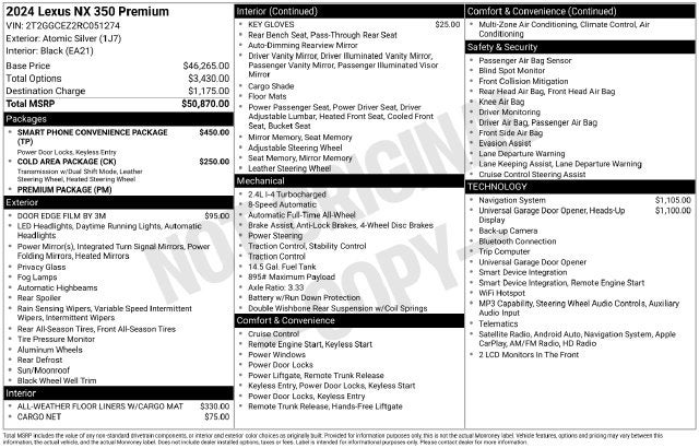 2024 Lexus NX NX 350 Premium