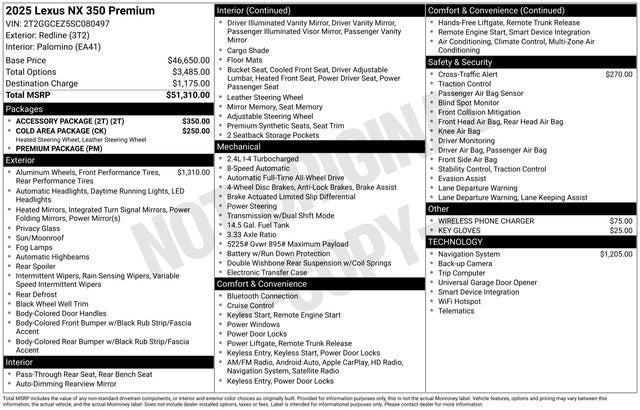 2025 Lexus NX 350 PREMIUM