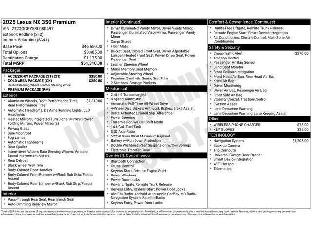 2025 Lexus NX 350 PREMIUM