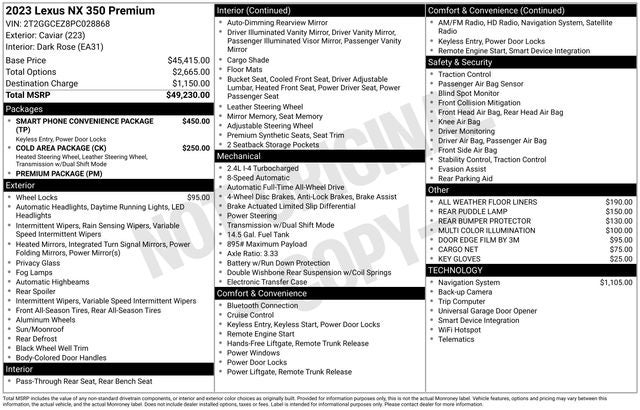 2023 Lexus NX 350 NX 350 Premium
