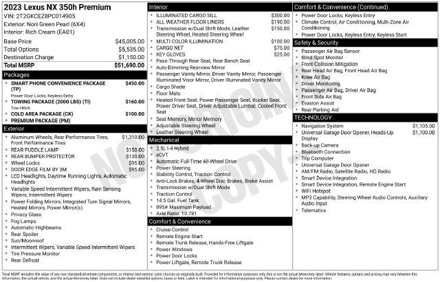 2023 Lexus NX NX 350h Premium