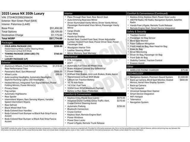 2025 Lexus NX 350h LUXURY AWD