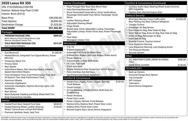 2020 Lexus RX 350 RX 350