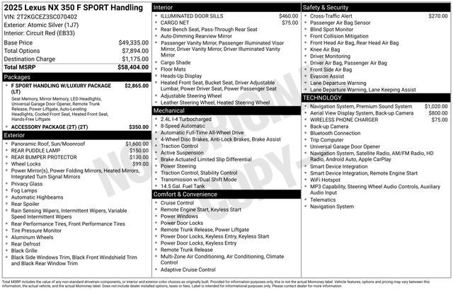 2025 Lexus NX NX 350 F SPORT Handling