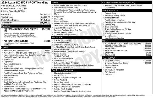 2024 Lexus NX 350 NX 350 F SPORT Handling