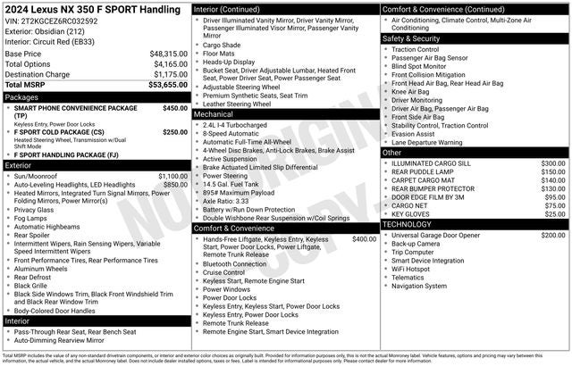 2024 Lexus NX 350 NX 350 F SPORT Handling
