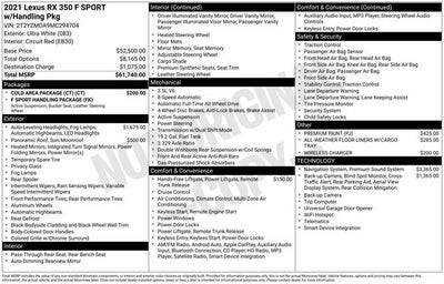 2021 Lexus RX 350 F SPORT PERFORMANCE