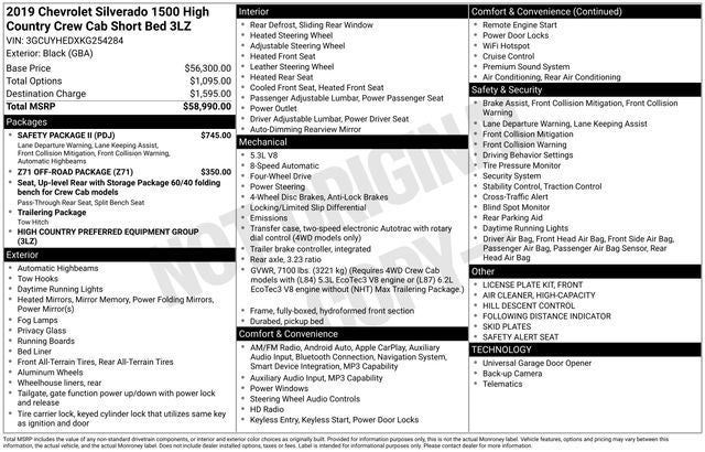 2019 Chevrolet Silverado 1500 High Country