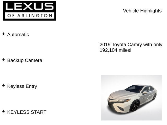 2019 Toyota Camry Hybrid Hybrid LE