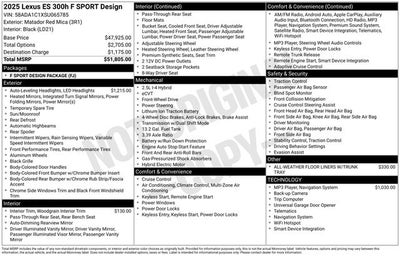 2025 Lexus ES 300h F SPORT DESIGN