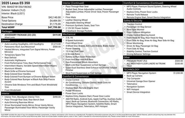 2025 Lexus ES 350 F SPORT DESIGN