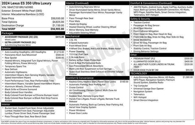 2024 Lexus ES 350 ULTRA LUXURY