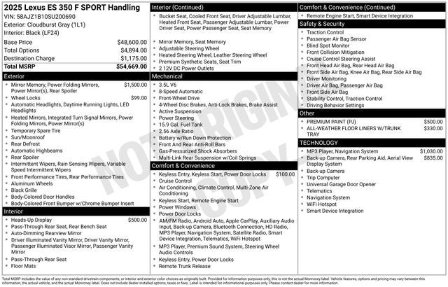 2025 Lexus ES 350 F SPORT HANDLING