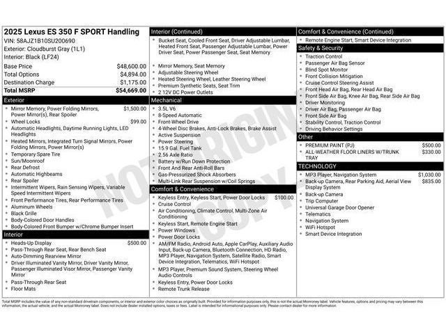 2025 Lexus ES 350 F SPORT HANDLING