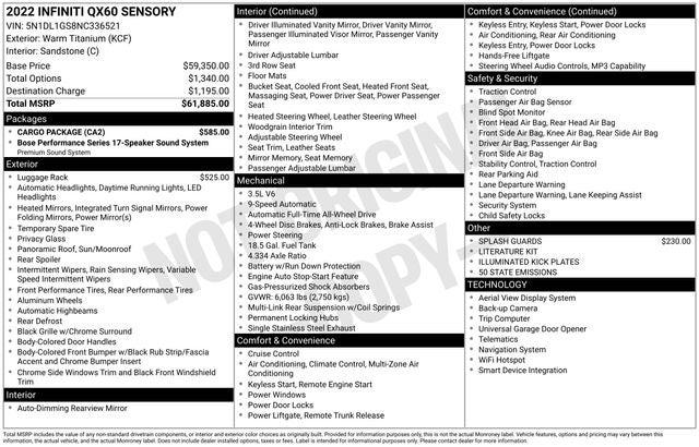 2022 INFINITI QX60 Sensory