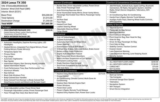 2024 Lexus TX 350 TX 350