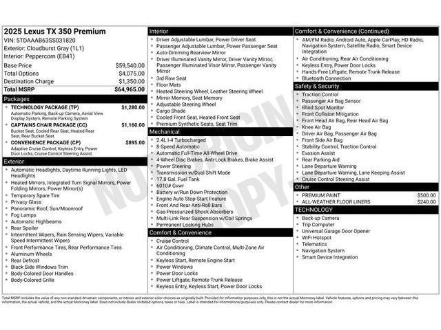 2025 Lexus TX PREMIUM AWD