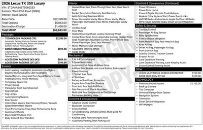 2026 Lexus TX 350 LUXURY AWD