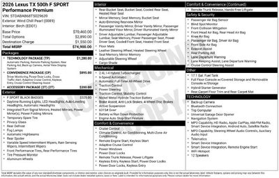 2026 Lexus TX TX 500h F SPORT Performance Premium