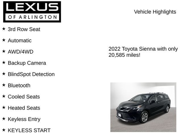 2022 Toyota Sienna Platinum 7 Passenger
