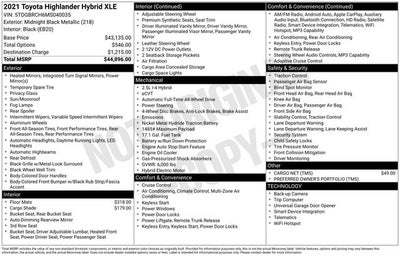 2021 Toyota Highlander Hybrid XLE