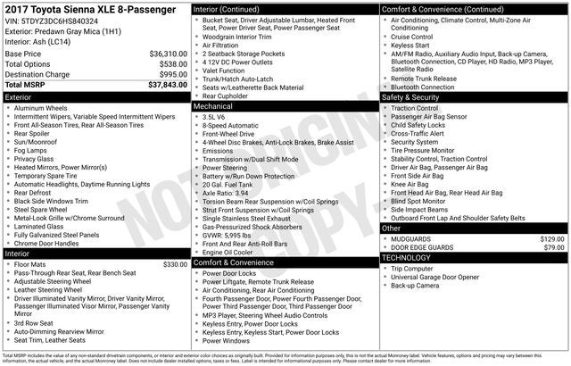 2017 Toyota Sienna XLE 7 Passenger