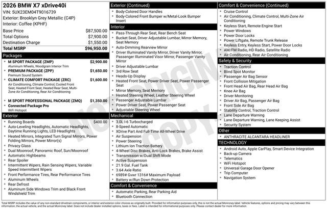 2026 BMW X7 xDrive40i