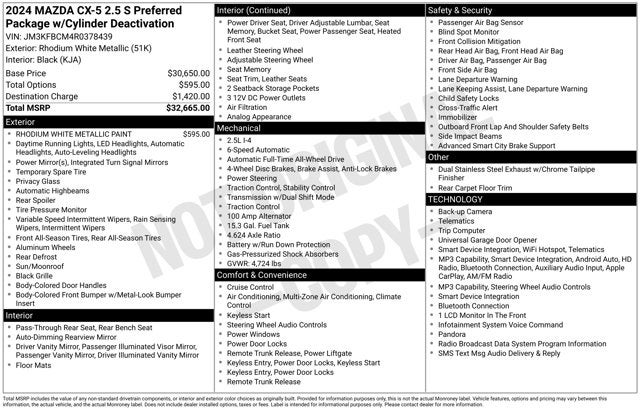 2024 Mazda Mazda CX-5 2.5 S Preferred Package