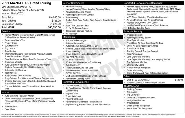 2021 Mazda Mazda CX-9 Grand Touring