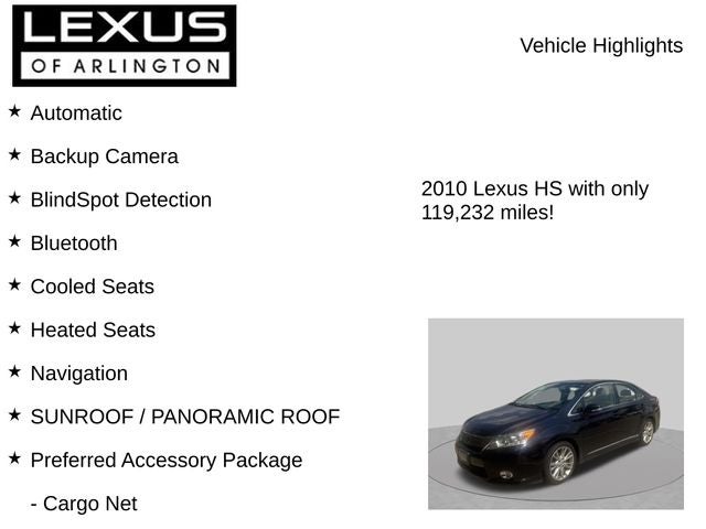 2010 Lexus HS 4dr Sdn Hybrid