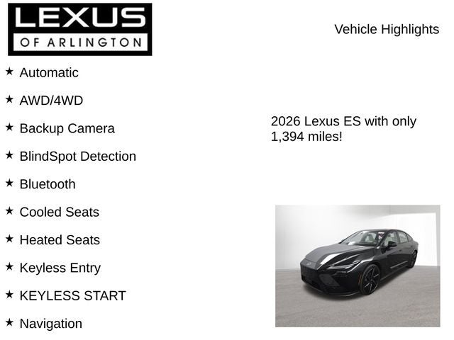2026 Lexus ES 500e ES 500e Premium
