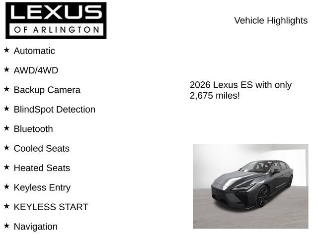 2026 Lexus ES 500e ES 500e Premium