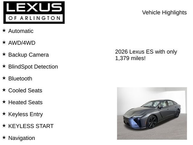 2026 Lexus ES 500e ES 500e Luxury