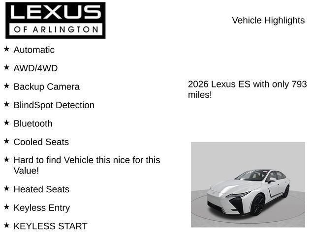 2026 Lexus ES ES 500e Luxury